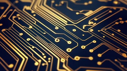 Abstract circuit board pattern in golden color