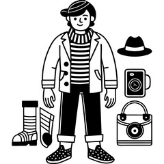 vector illustration of a man with a shovel