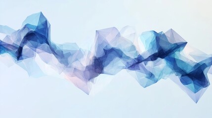 Fototapeta premium Abstract angular blue flow on white. Modern design with translucent, geometric shapes in a wave