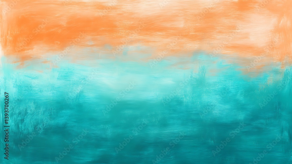 Poster abstract texture featuring a gradient of orange and turquoise hues blending seamlessly, creating a c