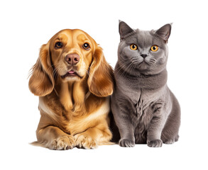 Adorable Pet Friends - A lovely scene of a cat and dog with lovable, funny faces. Ideal for greeting cards, pet shops, or animal-themed projects