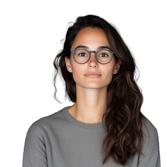 Fototapeta premium Woman in gray sweater and glasses