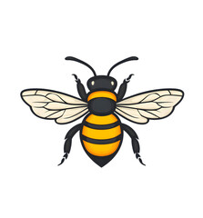 Obraz premium A colorful and detailed illustration of a bee, showcasing its distinctive black and yellow stripes and delicate wings.