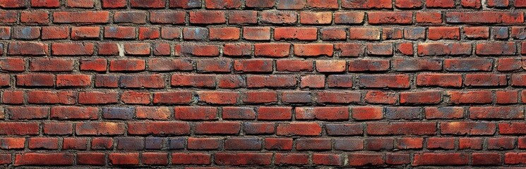 Obraz premium Red Brick Wall Panorama Featuring Aged Texture and Graffiti Background
