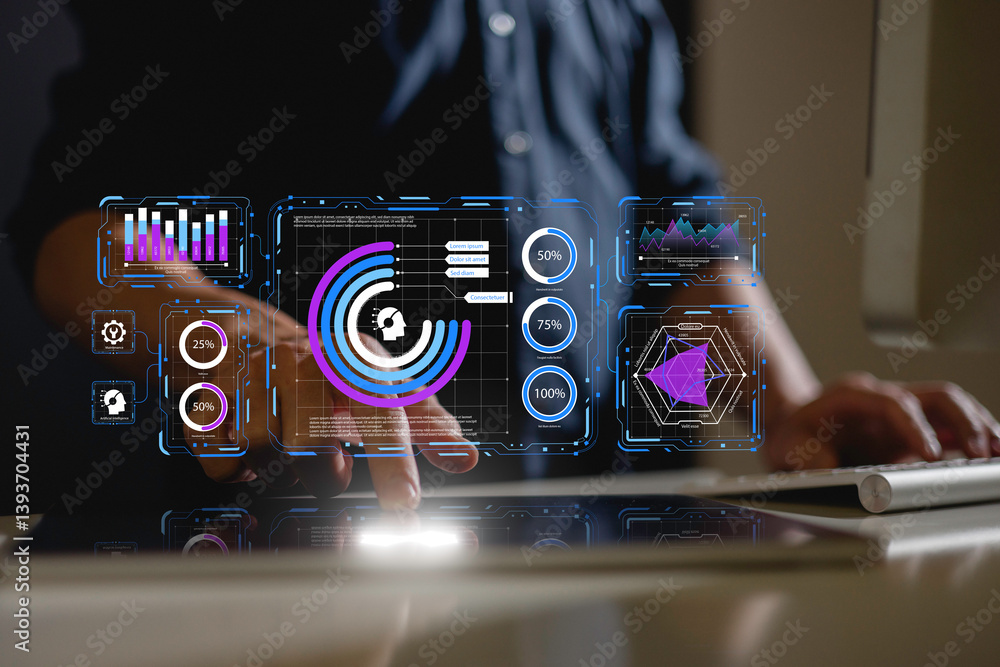 Poster ai symbolic, artificial intelligence of futuristic technology.transformation of ideas and the adopti