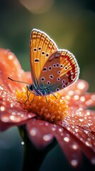 A vibrant butterfly perched on a blooming flower, showcasing nature's beauty and color.