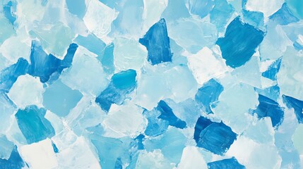 Naklejka premium Abstract Patchwork of various blue shades with thick, textured strokes creating a cool, icy effect