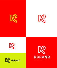 Modern K Letter Logo Design Red, Yellow, White Variations