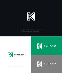 K Letter Logo Design Modern, Minimalist, Green, White, Gray Variations