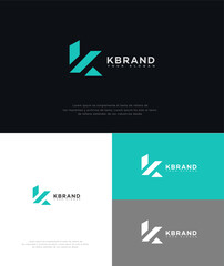 K Letter Logo Design Teal, White, Geometric, Modern, Abstract, Minimalist, Variations, Branding