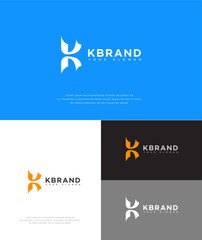 K Letter Logo Design White, Orange, Blue, Black, Grey Variations
