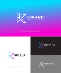 Modern K Brand Logo Design Gradient, Minimalist, Vector, Variations