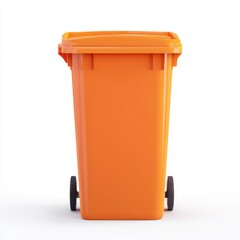 Orange Trash Can Isolated on White Background for Waste Disposal Needs