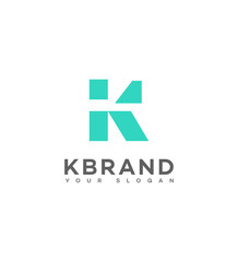 Modern Teal Geometric K Letter Logo Design Template