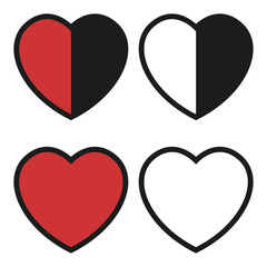 Like and heart icon isolated on white background.