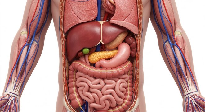 Human Internal Organs Anatomy Medical Illustration Detailed View