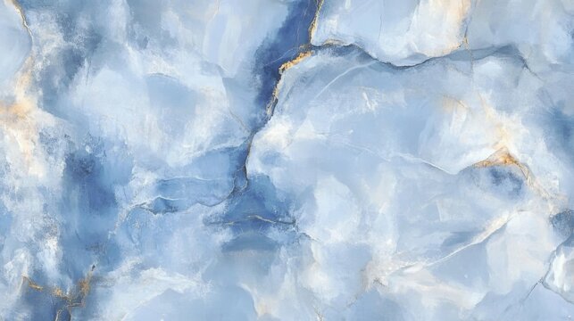 Abstract Texture Flowing blue and white veined pattern with gold accents evokes a natural, marbled feel