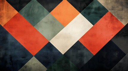 Fototapeta premium Clean abstract geometric background with bold diamond patterns, textured surface and warm vintage color palette