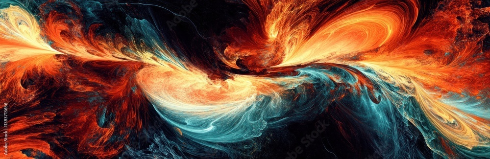 Aufkleber abstract fractal art background with red and blue dynamic swirling patterns for creative graphic des
