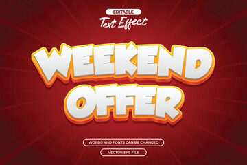 Weekend offer editable text effect with red comic background