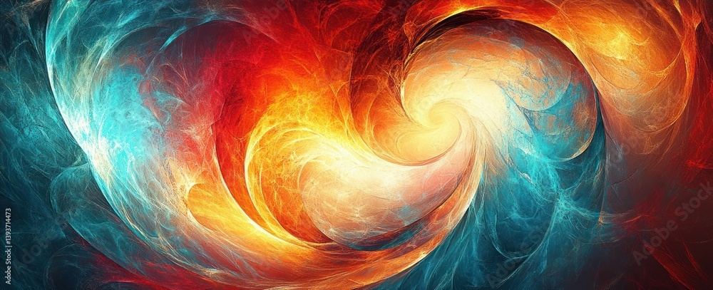 Poster abstract vibrant colorful fractal art background dynamic swirling patterns bright colors