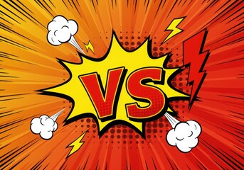 Comic book style versus graphic with red and yellow color scheme design art