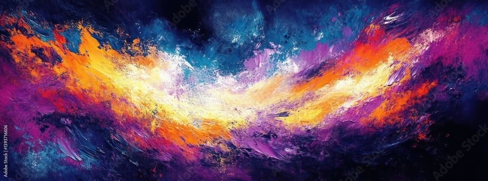 Poster abstract expressionism vibrant colorful background with dynamic brush strokes and chaotic compositio