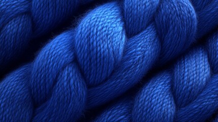 Blue yarn braid closeup