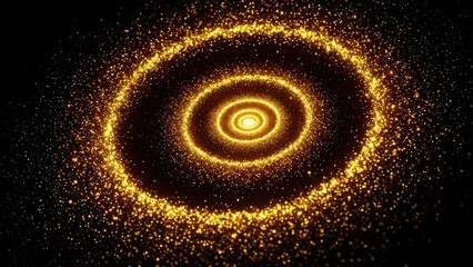 Aesthetic background, abstract background wallpaper 4k hd high quality, minimalist art | Golden particle swirl galaxy style abstract wallpaper with glow effect (16:9)