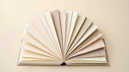 A spread of pastel-colored paper sheets fanned out
