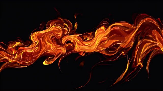 Abstract Fire Animation Loop: Mesmerizing Inferno on Black Backdrop 4K Visuals