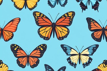 Butterfly Pattern on Light Blue