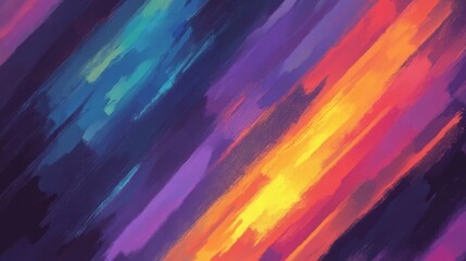 Colorful diagonal brush strokes create a dynamic, vibrant background with blending hues and abstract patterns