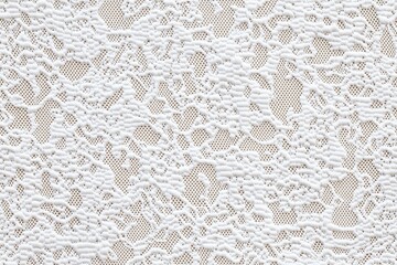 Fototapeta premium Seamless intricate white Delicate lace fabric with a delicate floral pattern, showcasing texture and detail.