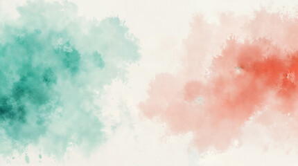 Obraz premium Artistic Abstract Watercolor Texture in Turquoise, Coral, and Ivory