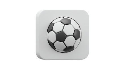 Fototapeta premium Soccer Ball Illustration in Gray Square Shape with Soft Shadows