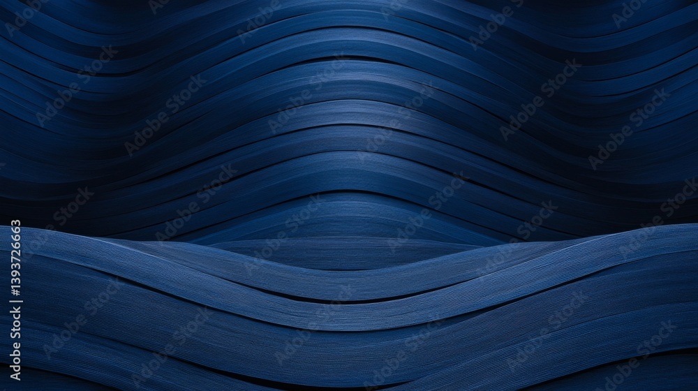 Poster curvy, dark blue abstract background with a symmetric wave pattern