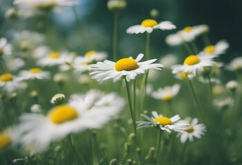 chamomile flowers green garden background card composition table decoration flower floral border nature bloom love flora white bright blossom up high topview arrangement beauty summer frame daisy