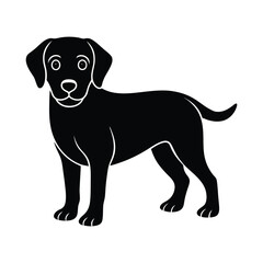 vector, isolated black silhouette of a dog, collection.