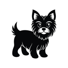 vector, isolated black silhouette of a dog, collection.