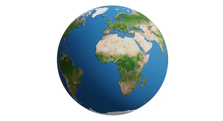 Fototapeta premium Earth Globe Model Showing Continents and Oceans Isolated on White