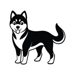 vector, isolated black silhouette of a dog, collection.