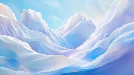 Fototapeta premium Dreamlike mountains Soft, flowing peaks with pastel colors under a bright sky, creating an ethereal landscape