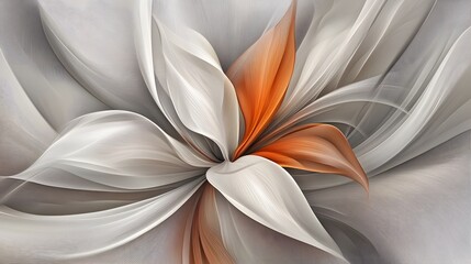 Abstract Orange and Gray Floral Art Swirls