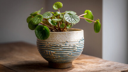 Admire elegant rippled peperomia arranged in a handcrafted ceramic container for unique botanical charm today