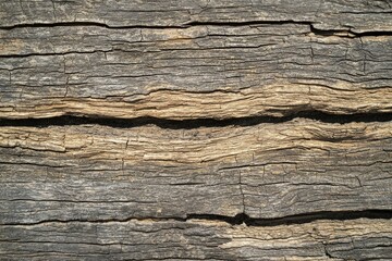 Close-up of weathered, cracked wood showing texture and grain variations.