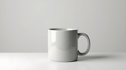 Obraz premium a plain ceramic mug, styled in in snow-white and cold gray duo