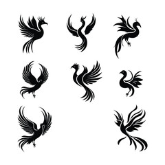 Abstract Bird Silhouettes in Motion