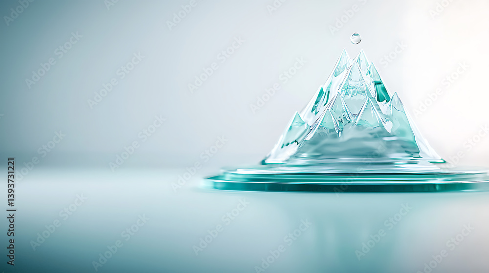 Poster dynamic water droplet formation studio macro photography minimalist setting close-up fluid dynamics
