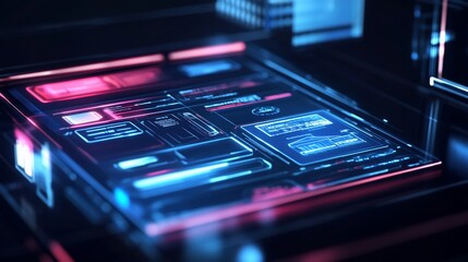 Obraz premium Futuristic Interface Display with Glowing Elements for Advanced Technology